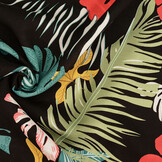 100% Viscose Multi Leaves Black