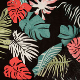 100% Viscose Multi Leaves Black