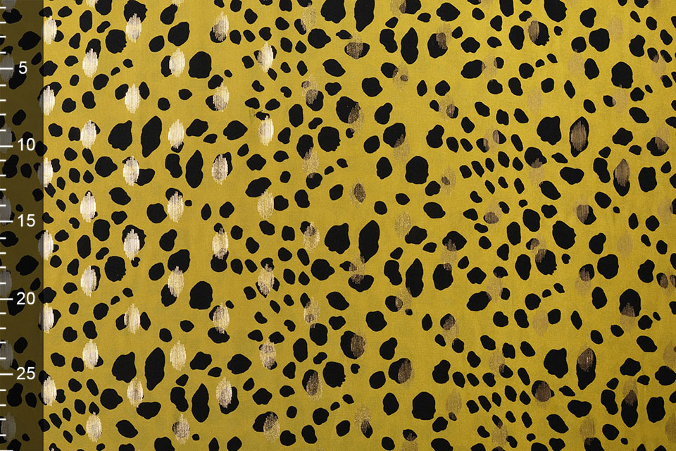100% Viscose Foil Panther Yellow Green