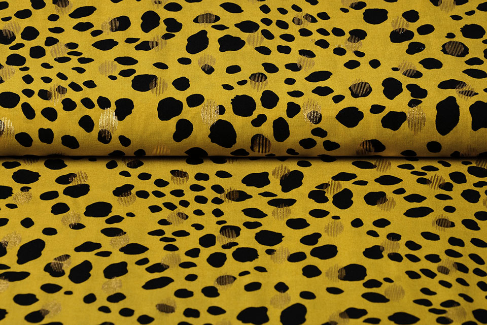 100% Viscose Foil Panther Yellow Green