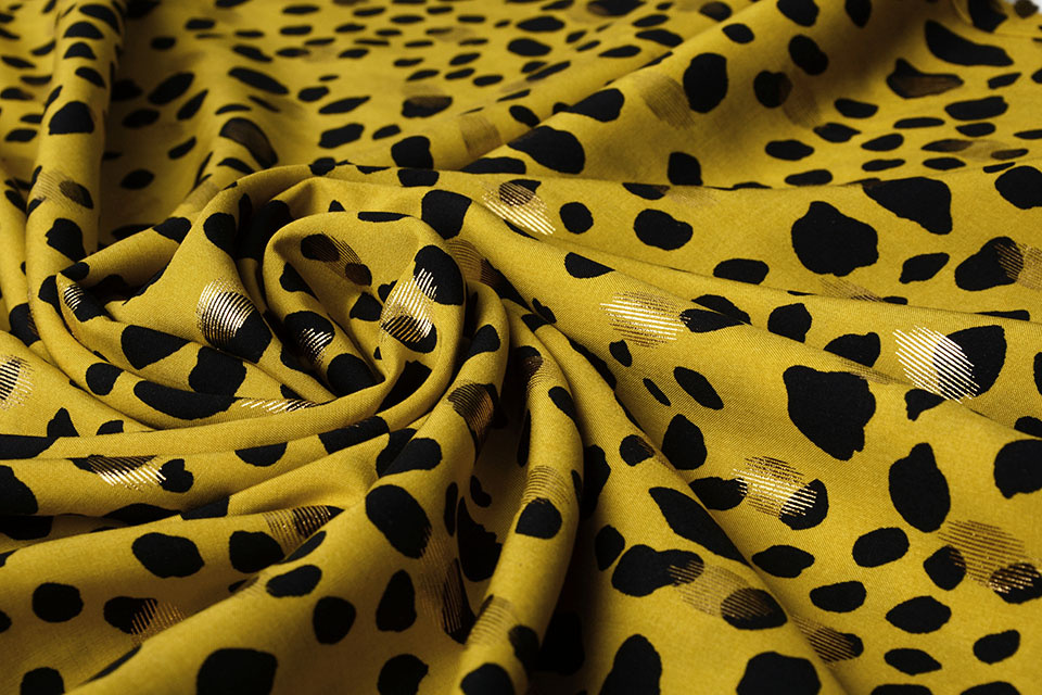 100% Viscose Foil Panther Yellow Green