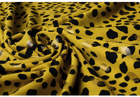 100% Viscose Foil Panter Geel Groen