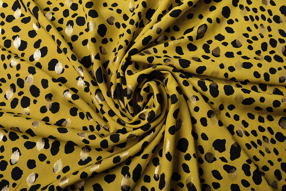 100% Viscose Foil Panther Yellow Green