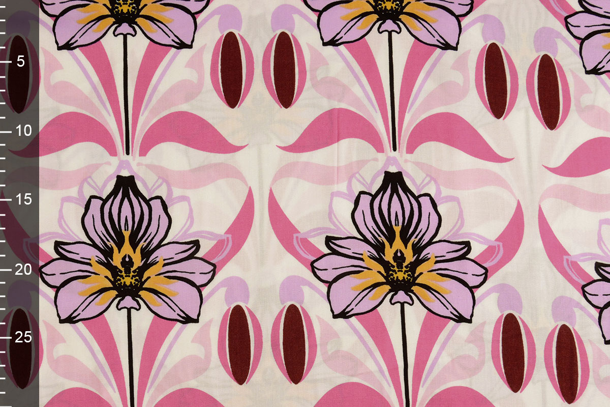 100% Viskose Iris Weiß Rosa