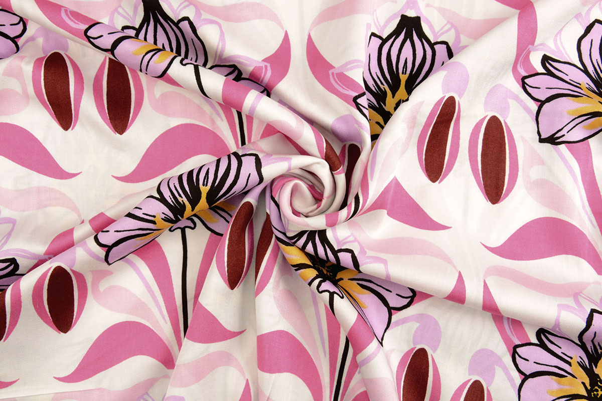 100% Viskose Iris Weiß Rosa