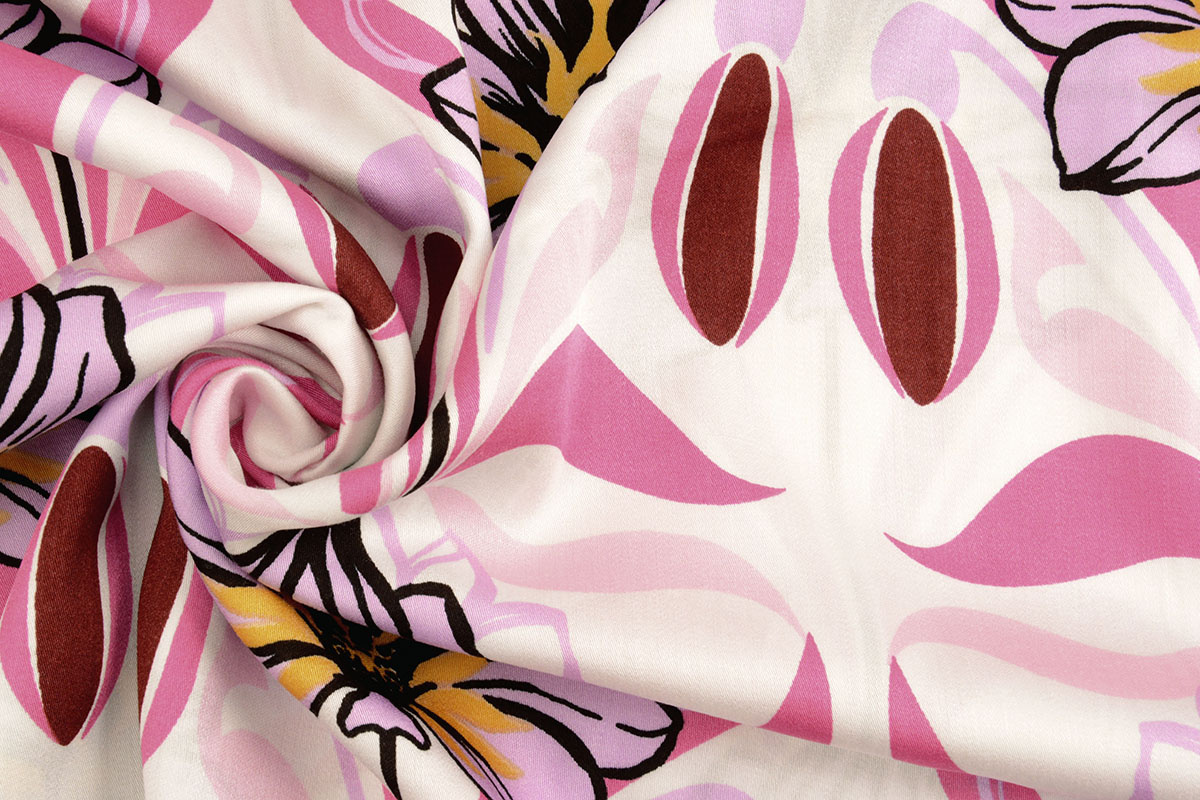 100% Viskose Iris Weiß Rosa