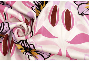 100% Viskose Iris Weiß Rosa