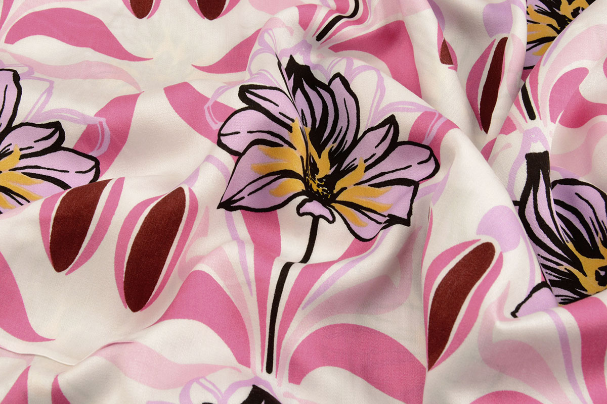 100% Viskose Iris Weiß Rosa