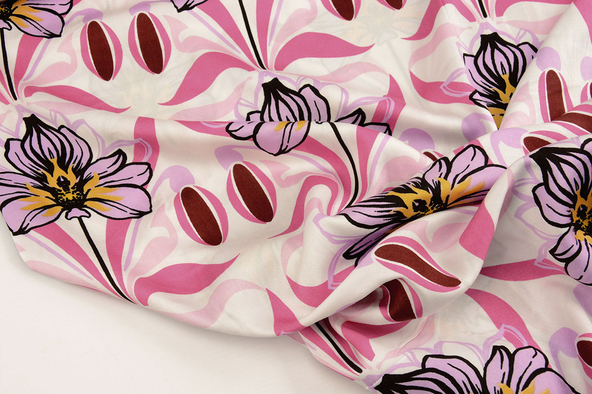 100% Viskose Iris Weiß Rosa