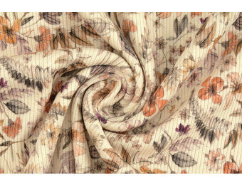 Rib Jersey Flowers Lexia Creme