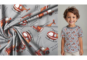 Digital  Cotton Jersey Fire Department Grey