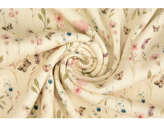 Rib Jersey Flowers Valerie Creme