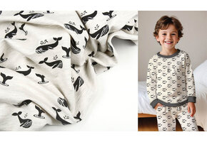 Mi & Joe French Terry Whale Creme Melange