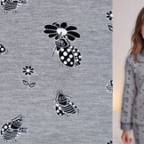 Mi & Joe French Terry Lady Bug with a flower Grey Melange