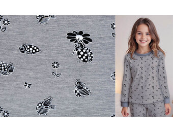 Mi & Joe French Terry Lady Bug with a flower Grey Melange