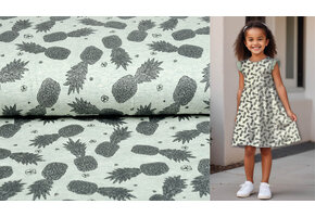 Mi & Joe Cotton Jersey Pineapple Glitter Old Green melange