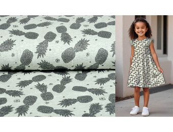 Mi & Joe Baumwolljersey Ananas Glitzer Altgrün Melange