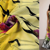 Chiffon Bedrukt Zebraprint Bloem Geel