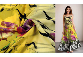 Chiffon Bedrukt Zebraprint Bloem Geel