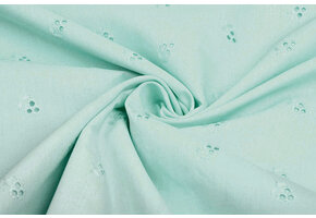 Broderie Katoen Lily Mint Blauw