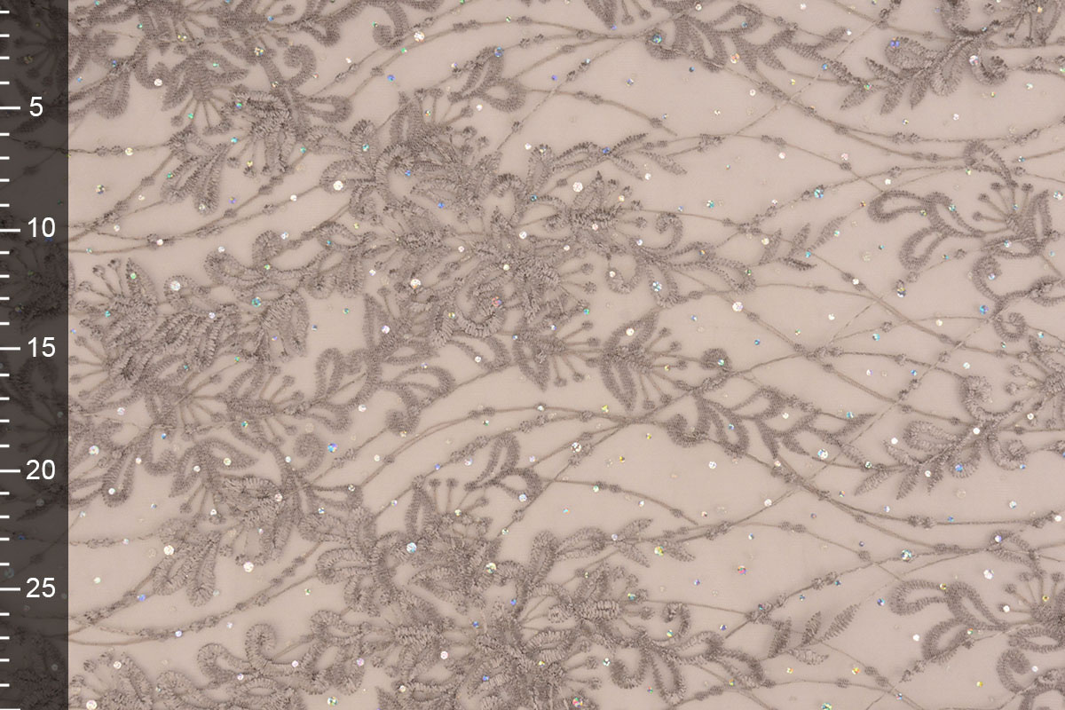 Mesh Geborduurd Penelope Diamanten Glitters Mauve