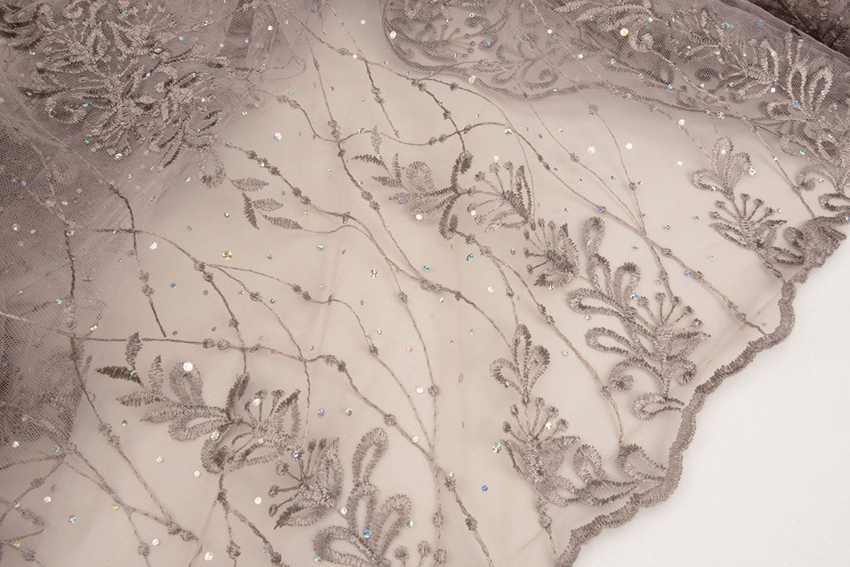 Mesh Geborduurd Penelope Diamanten Glitters Mauve