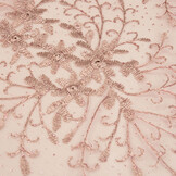 Mesh Geborduurd Hyacinth Glitter met Parel Poeder Roze