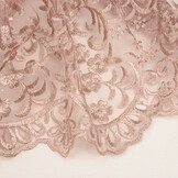 Mesh Geborduurd Hyacinth Glitter met Parel Poeder Roze