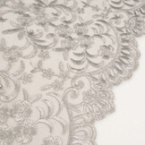 Mesh Geborduurd Hyacinth Glitter met Parel Zilver