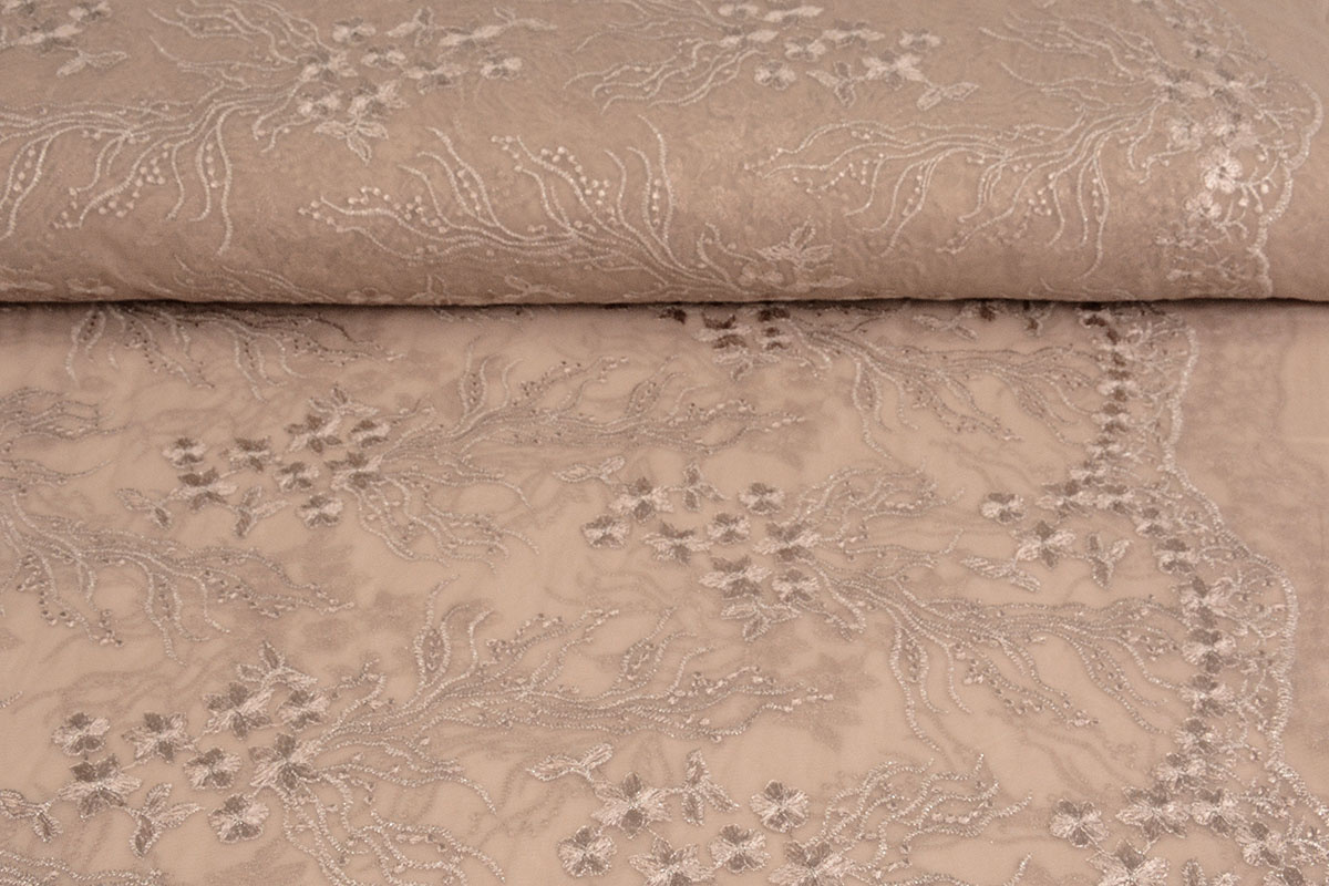 Netz Bestickt Nicola Glitter Nude Puderrosa