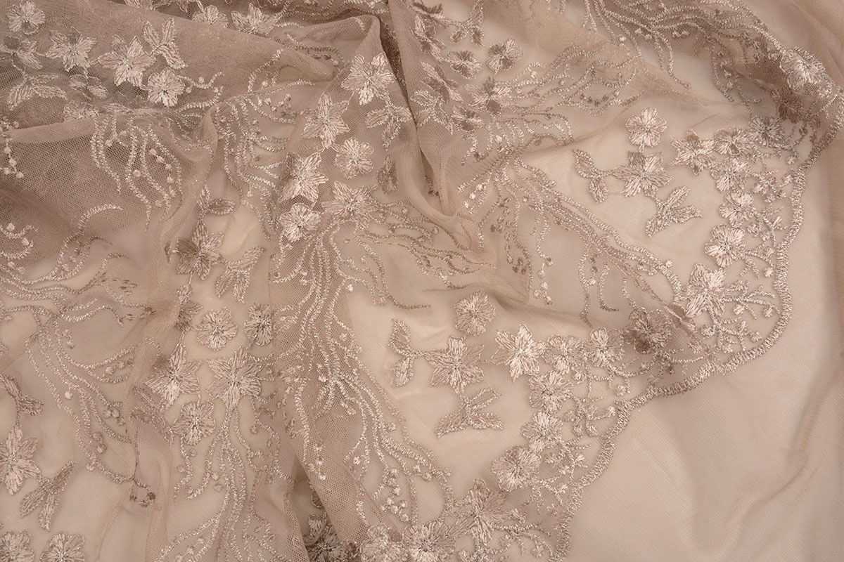 Netz Bestickt Nicola Glitter Nude Puderrosa
