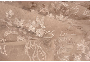 Mesh Embroidered Nicola Glitter Nude Powder Pink