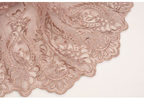 Mesh Embroidered Mary Glitter with Pearl Powder Pink