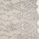 Mesh Embroidered Mary Glitter with Pearl Silver