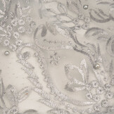 Mesh Embroidered Mary Glitter with Pearl Silver