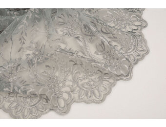 Netz Bestickt Mary Glitter mit Perle Silber