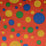 Poly Satin Printed Clown Dots Red