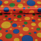 Poly Satin Printed Clown Dots Red
