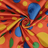 Poly Satin Printed Clown Dots Red