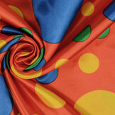 Poly Satin Printed Clown Dots Red