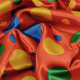 Poly Satin Printed Clown Dots Red