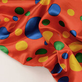 Poly Satin Printed Clown Dots Red