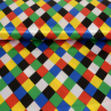 Poly Satijn Bedrukt Kleine Ruit Multi 1