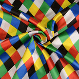 Poly Satijn Bedrukt Kleine Ruit Multi 1