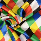 Poly Satijn Bedrukt Kleine Ruit Multi 1