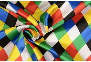 Poly Satin Bedruckt Kleines Raute Multi 1