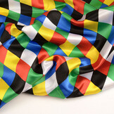 Poly Satijn Bedrukt Kleine Ruit Multi 1