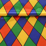 Poly Satijn Bedrukt Grote Ruit Multi 1