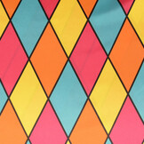 Poly Satijn Bedrukt Grote Ruit Multi 2