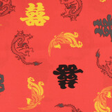 Bi-Stretch Bedrukt Chinese Draak Rood